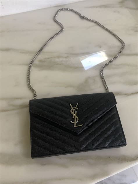 white ysl bag with silver chain|ysl black purse with chain.